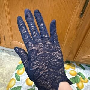 Vintage Elegant Navy Lace Gloves